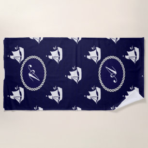 Toalla De Playa Opus Posh Tall barco Nautical Personalizado