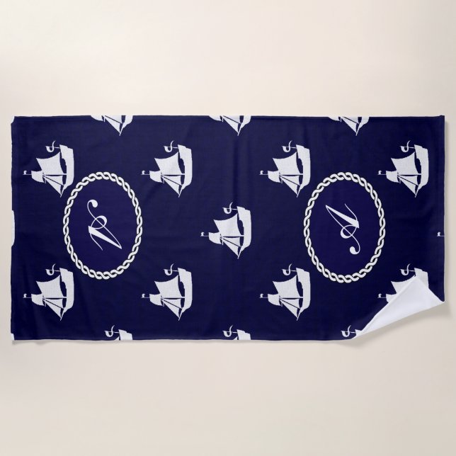 Toalla De Playa Opus Posh Tall barco Nautical Personalizado (Anverso)