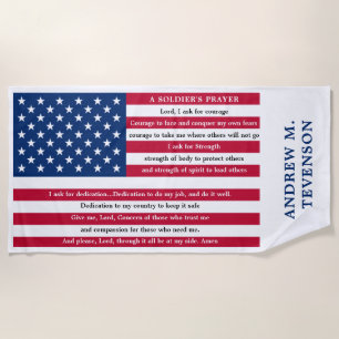 Toalla De Playa Oración de soldados personalizada Bandera estadoun