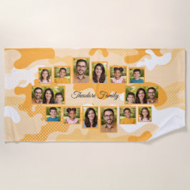 Toalla De Playa Orange Camo Family Photo Collage