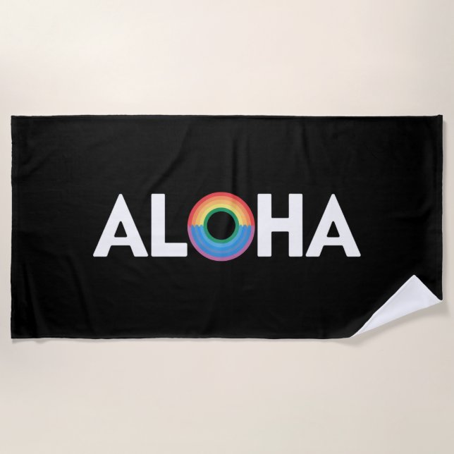 Toalla De Playa Orgullo LGBTQ Isla Arcoíris Aloha Hawái (Anverso)