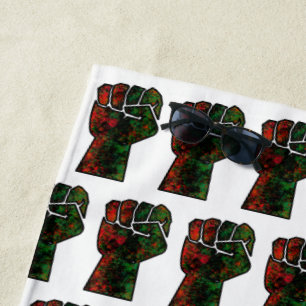 Toalla De Playa orgullo negro bandera panafricana roja verde puño