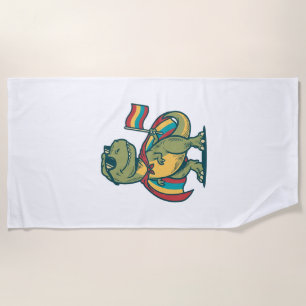 Toalla De Playa Orgulloso Diseño de Camiseta de Dinosaurio Vectori