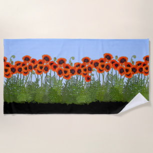 Toalla De Playa Oriental Poppy Garden