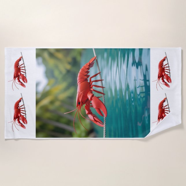Toalla De Playa Origami lobster on a tightrope (Anverso)