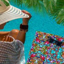 TOALLA DE PLAYA ORNAMENTAL ITALIANA DE VINTAGE