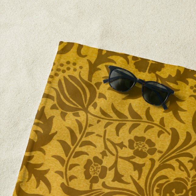 Toalla De Playa Ornate gold floral pattern with symmetrical (In situ)