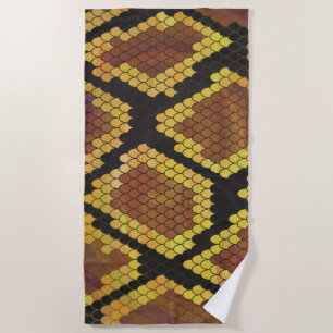 Toalla De Playa Oro de Serpiente Estampado