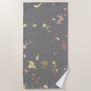 Toalla De Playa Oro Mate y Escamas de Oro Rosa Gris Oscuro Cálido