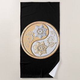 Toalla De Playa Oro & Plata Yin Yang 