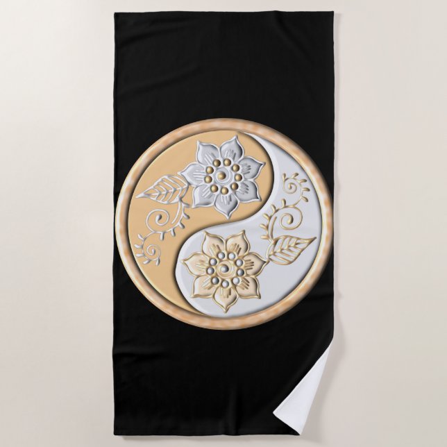 Toalla De Playa Oro & Plata Yin Yang  (Anverso)
