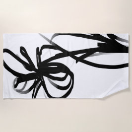 Toalla De Playa Orquídea en blanco y negro abstracto