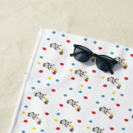 Toalla De Playa Oso panda con globos blanco