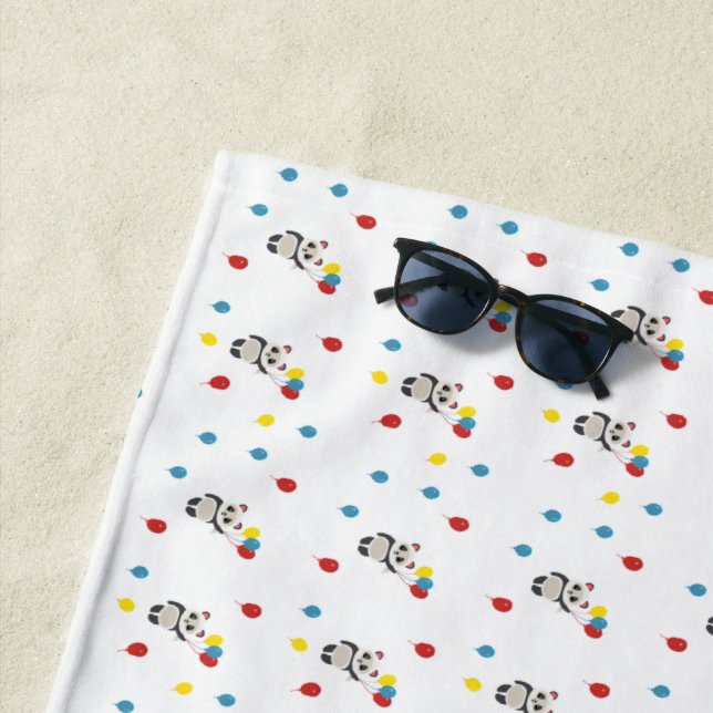 Toalla De Playa Oso panda con globos blanco (In situ)