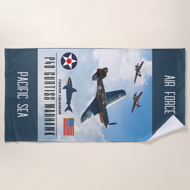 TOALLA DE PLAYA P-40 CURTISS WARHAWK FIGHTER SQUADRON (Anverso)