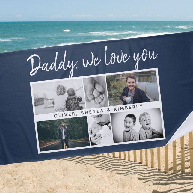 Toalla De Playa Padre con familia de niños papá 6 Collage de fotos (Subido por el creador)