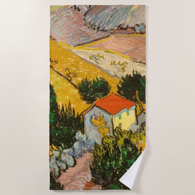 Toalla De Playa Paisaje con House y PloughmaVincent van Gogh (Anverso)