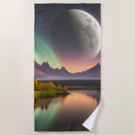 Toalla De Playa Paisaje de la Luna sobre la montaña