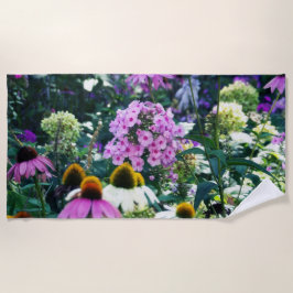 Toalla De Playa Paisaje de Pink Garden Phlox con flores de cono