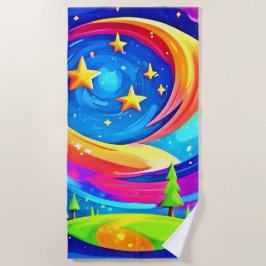 Toalla De Playa Paisaje de Sueños Cósmicos: Una Aventura Celestial