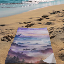 Toalla De Playa Paisaje húmedo de la montaña acuarela personalizad