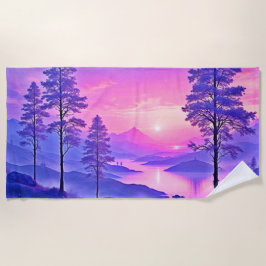 Toalla De Playa Paisaje panorámico Purple Sunset