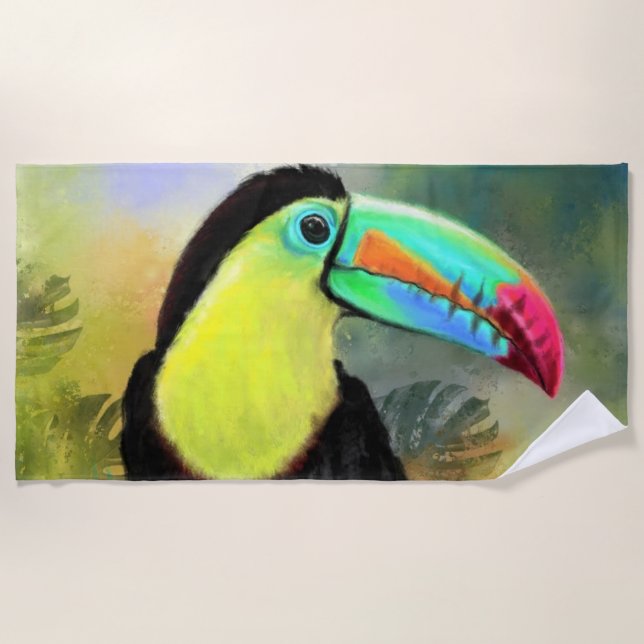 Toalla De Playa Pájaro Toco Tropical Toco Toucan Exótico - Pintado (Anverso)