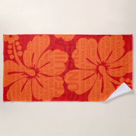 Toalla De Playa Palabras de verano cócteles e Hibiscus - Rojo
