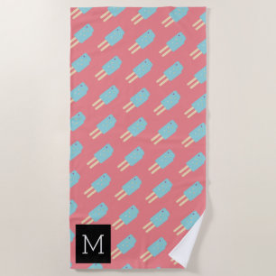 Toalla De Playa Paleta de helado rosa azul verano