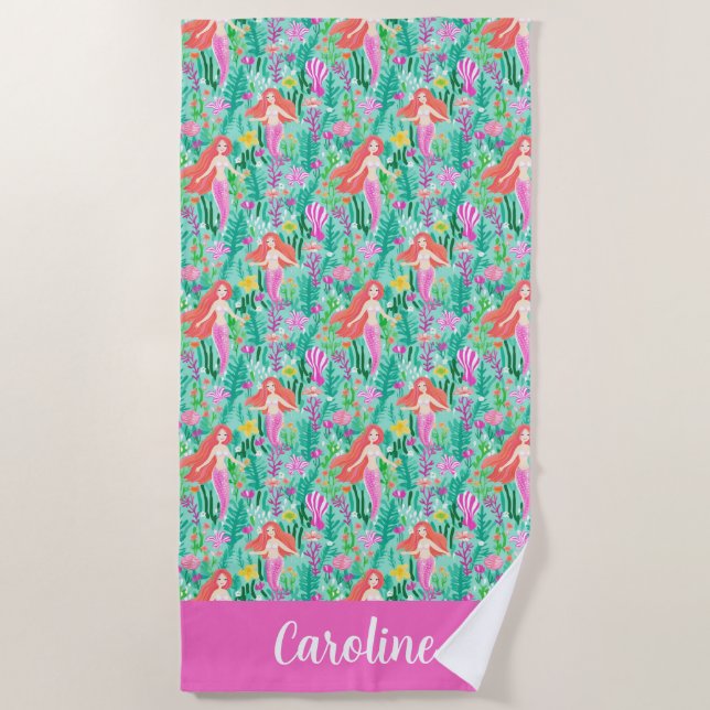 Toalla De Playa Palm Beach Tropical Island Mermaids (Anverso)