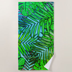 Toalla De Playa Palm & Monstera deja Greenleaf