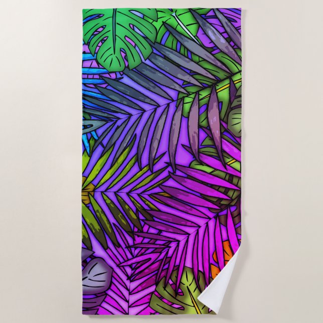 Toalla De Playa Palm & Monstera deja Miami (Anverso)