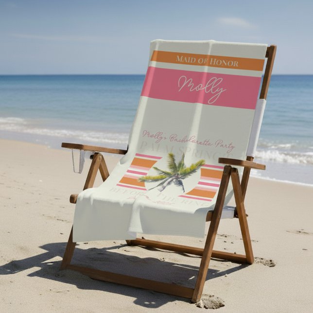 Toalla De Playa Palm Springs Antes de la Sortija – Retro Despedida (Celebrate in sunny Palm Springs with this Before the Ring bachelorette design! )
