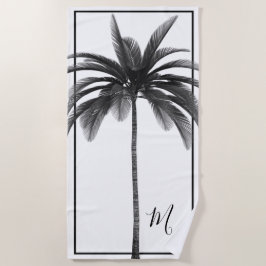 Toalla De Playa Palm Tree blanco negro moderno personal