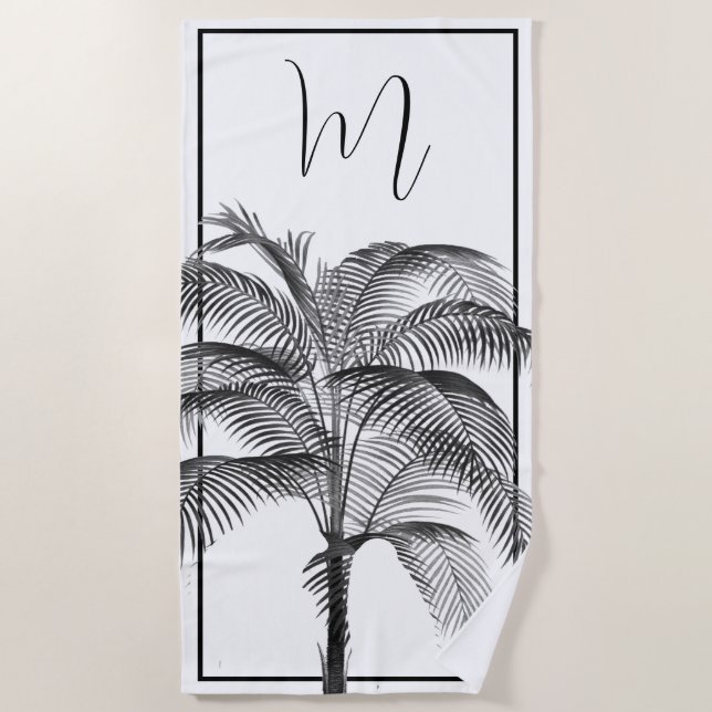 Toalla De Playa Palm Tree Moderno marco negro personal (Anverso)
