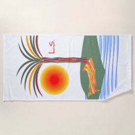 Toalla De Playa Palm Tree tropical brillante, Sun y Waves