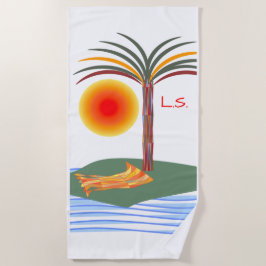 Toalla De Playa Palm Tree tropical brillante, Sun y Waves