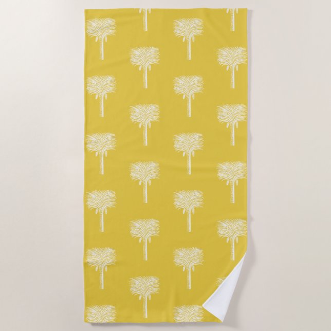 Toalla De Playa Palm Trees Tropicales Modernos Amarillo (Anverso)