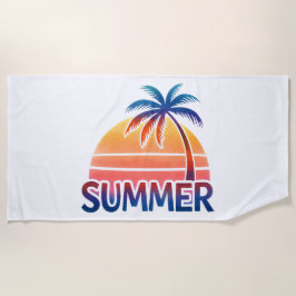 Toalla De Playa Palmera retro de verano