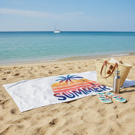 Toalla De Playa Palmera retro de verano