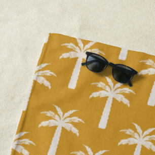 Toalla De Playa Palmera tropical verano botánico mostaza moderno