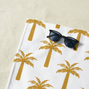 Toalla De Playa Palmera tropical verano botánico mostaza moderno