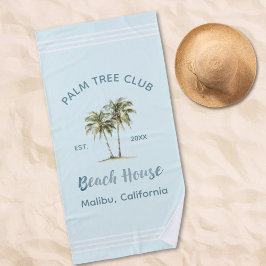 Toalla De Playa Palmeras Azules Ligeras Casas Costeras Modernas