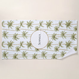 Toalla De Playa Palmeras blancas verdes tropicales