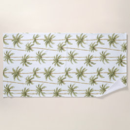 Toalla De Playa Palmeras blancas verdes tropicales