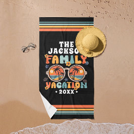 Toalla De Playa Palmeras gafas de sol retro vacaciones familiares