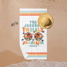 Toalla De Playa Palmeras gafas de sol retro vacaciones familiares