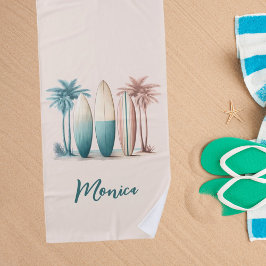 Toalla De Playa Palmeras retro amarillo verde