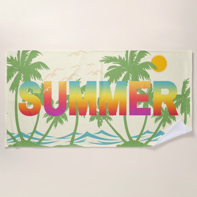 Toalla De Playa Palmeras Verano Hermoso (Anverso)