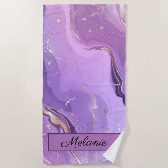 Toalla De Playa Palple Purpurina Gold Girly Sparkle Name Summer (Anverso)